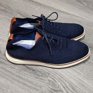 GUC Cole Haan Navy Eyelet Original Grand StitchLite Wingtip Oxford Shoes